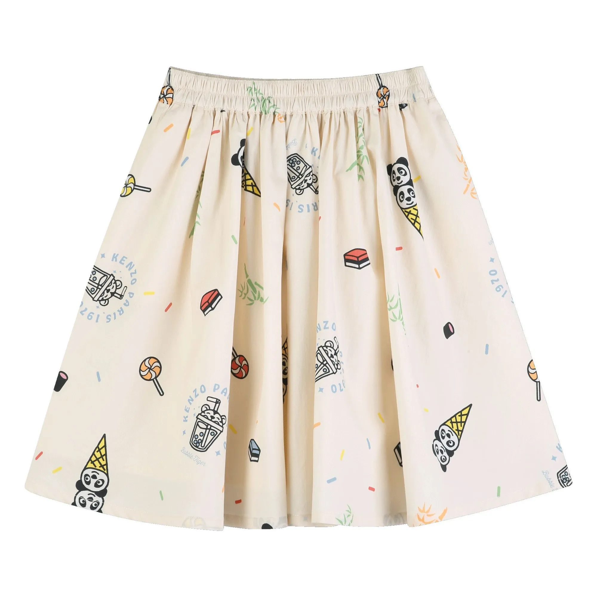 Kenzo Ecru Happy Sweet Panda Skirt