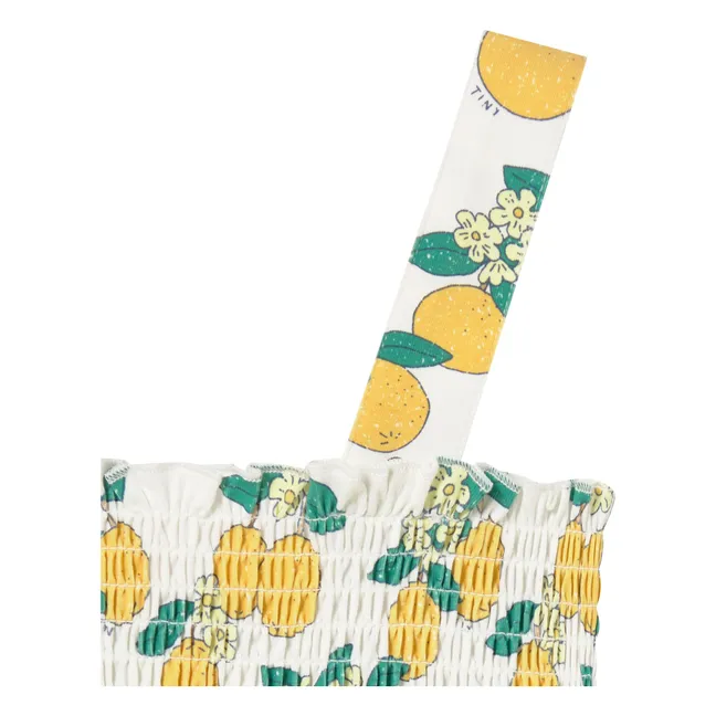 Orange Organic Cotton Ruched Top | White