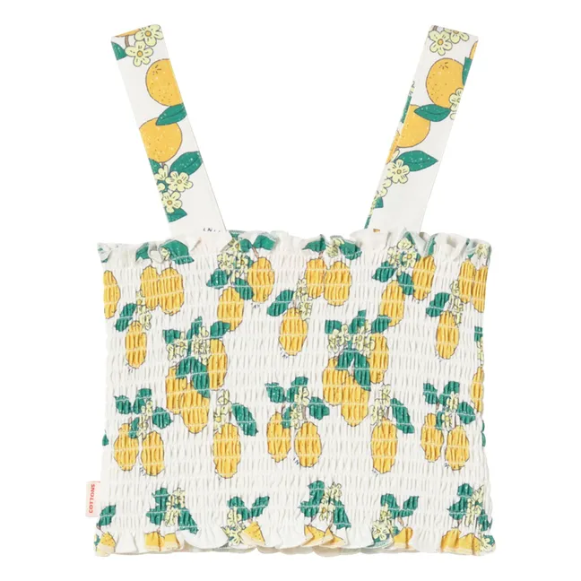 Orange Organic Cotton Ruched Top | White