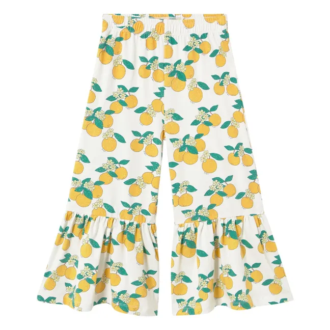 Pantalon Volants Oranges Coton Bio | Blanc