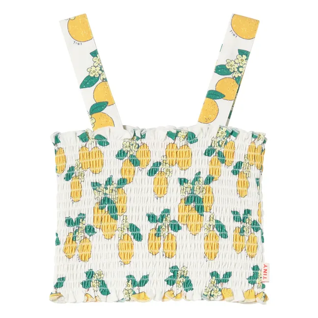 Orange Organic Cotton Ruched Top | White