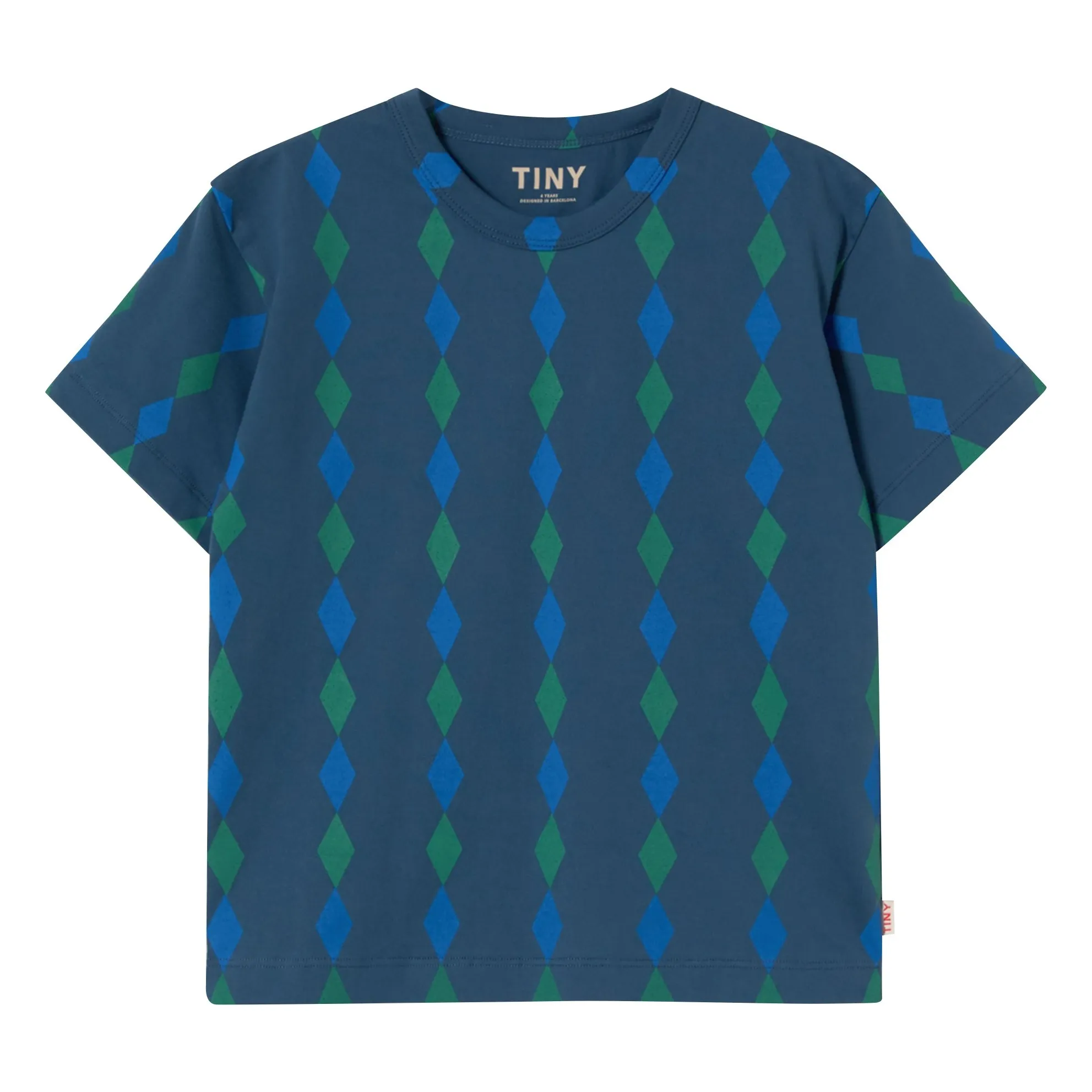 Tinycottons Blue Losange Organic Cotton T-Shirt