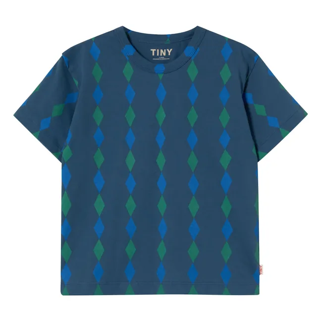T-shirt Losanges Coton Bio | Bleu