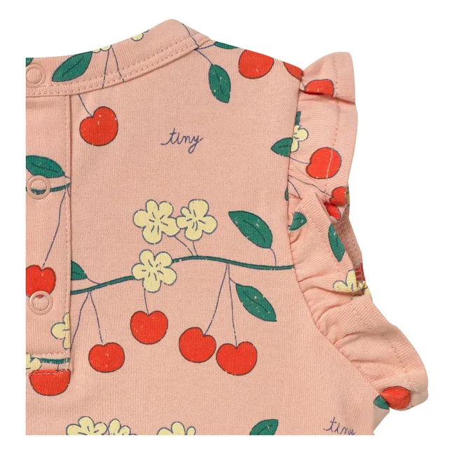 T-shirt Volants Cerises Coton Bio | Rose