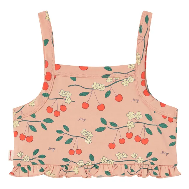 Top mit Volants Kirsche Bio-Baumwolle | Rosa