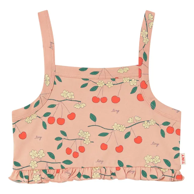 Top Volants Cerises Coton Bio | Rose