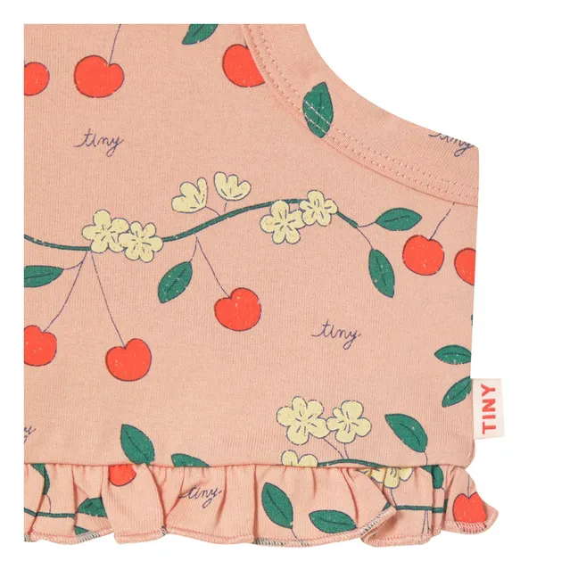 Top Volants Cerises Coton Bio | Rose