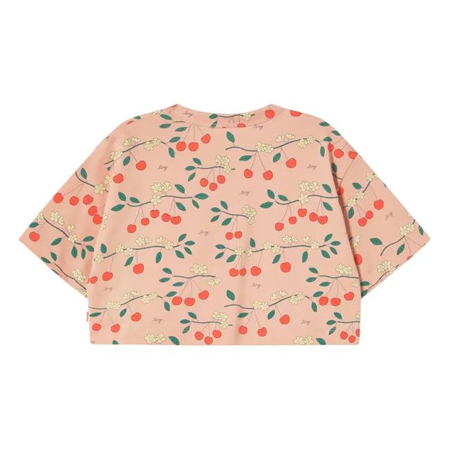 T-shirt Crop Cerises Coton Bio | Rose