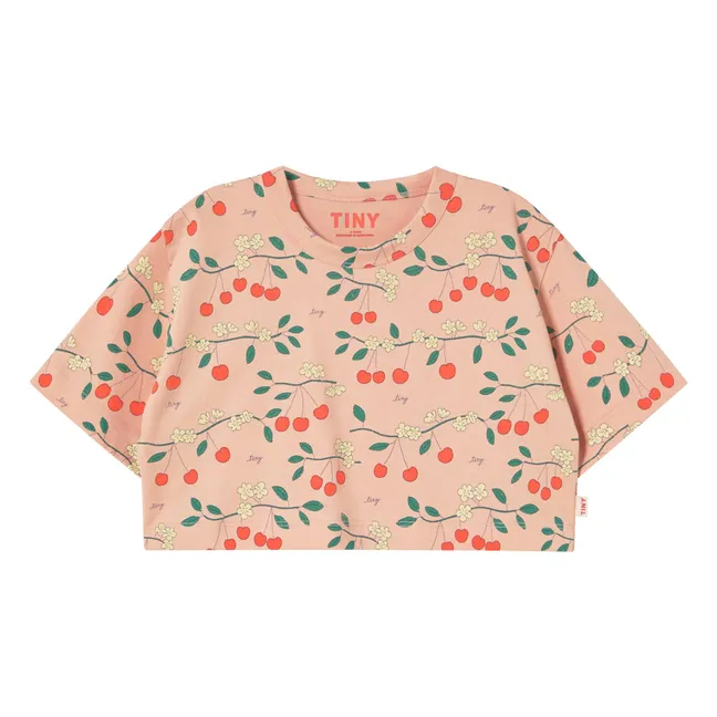 T-shirt Crop Cerises Coton Bio | Rose