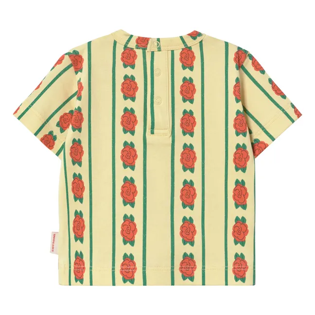 T-shirt Roses Coton Bio | Jaune pâle