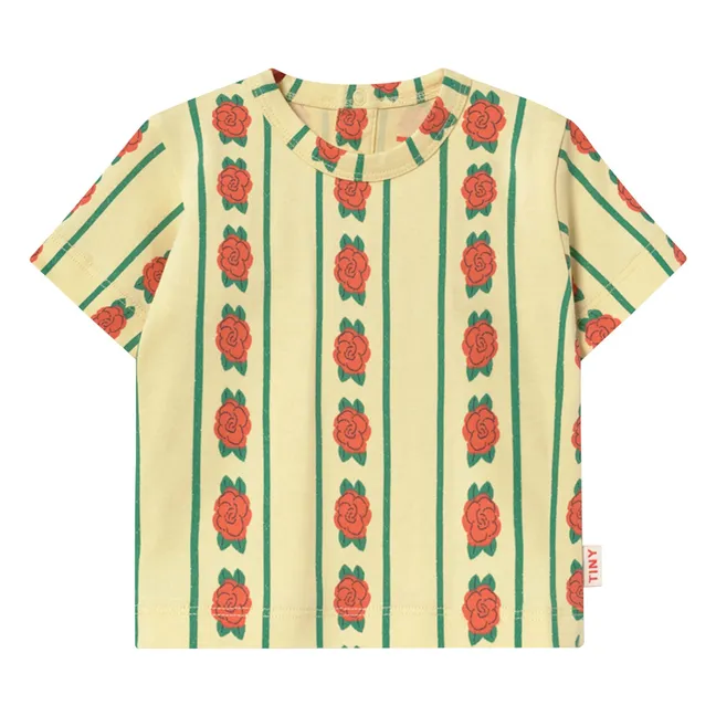 T-shirt Roses Coton Bio | Jaune pâle