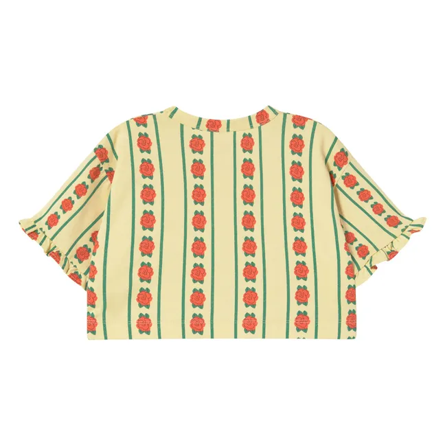 T-shirt Volants Roses Coton Bio | Jaune pâle