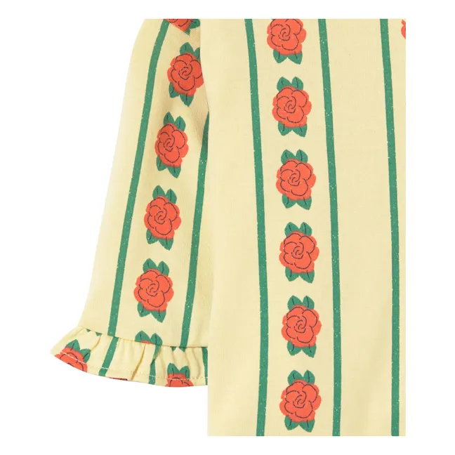 T-shirt Volants Roses Coton Bio | Jaune pâle