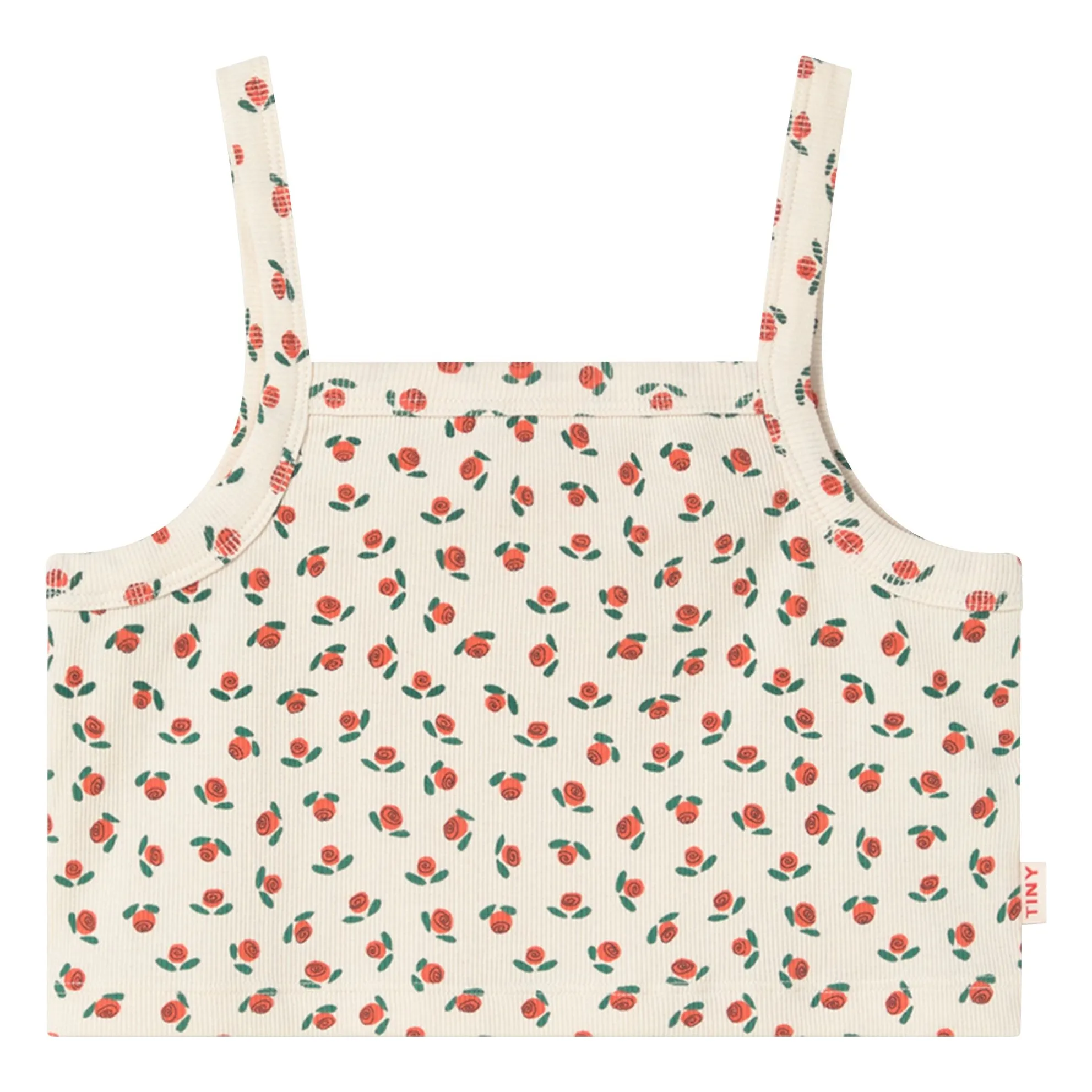 Tinycottons White Ribbed Top Roses Organic Cotton