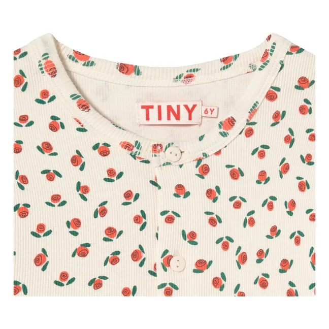 Ribbed Vest Roses Organic Cotton | White