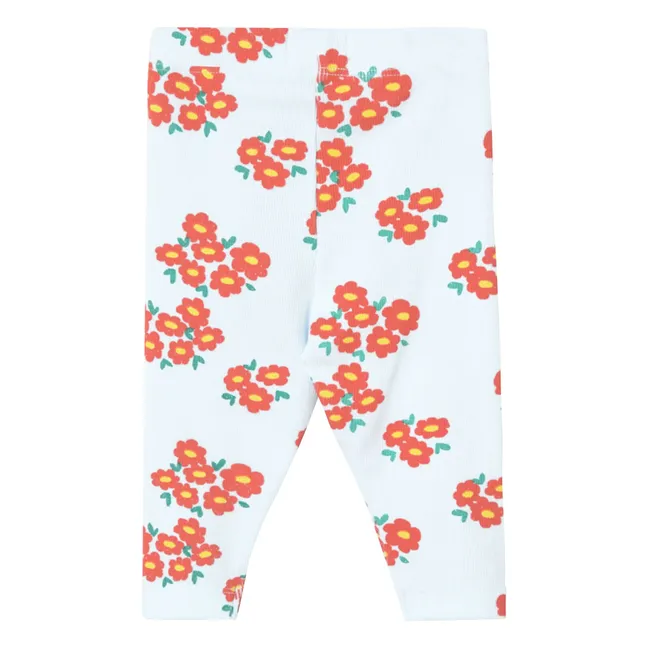 Legging Fleuri Coton Bio | Bleu pâle