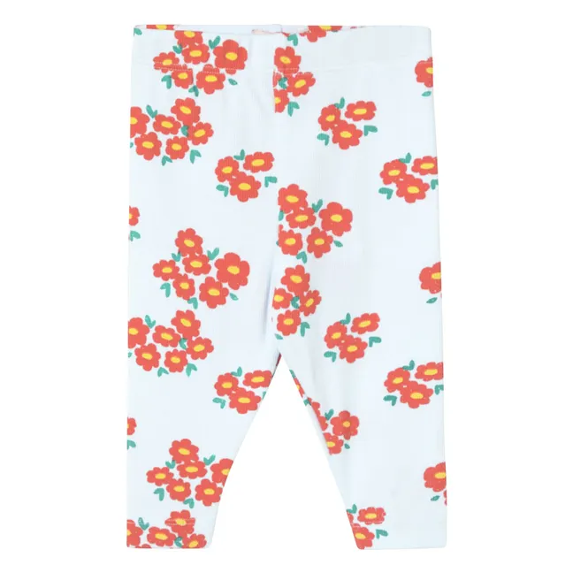 Legging Fleuri Coton Bio | Bleu pâle