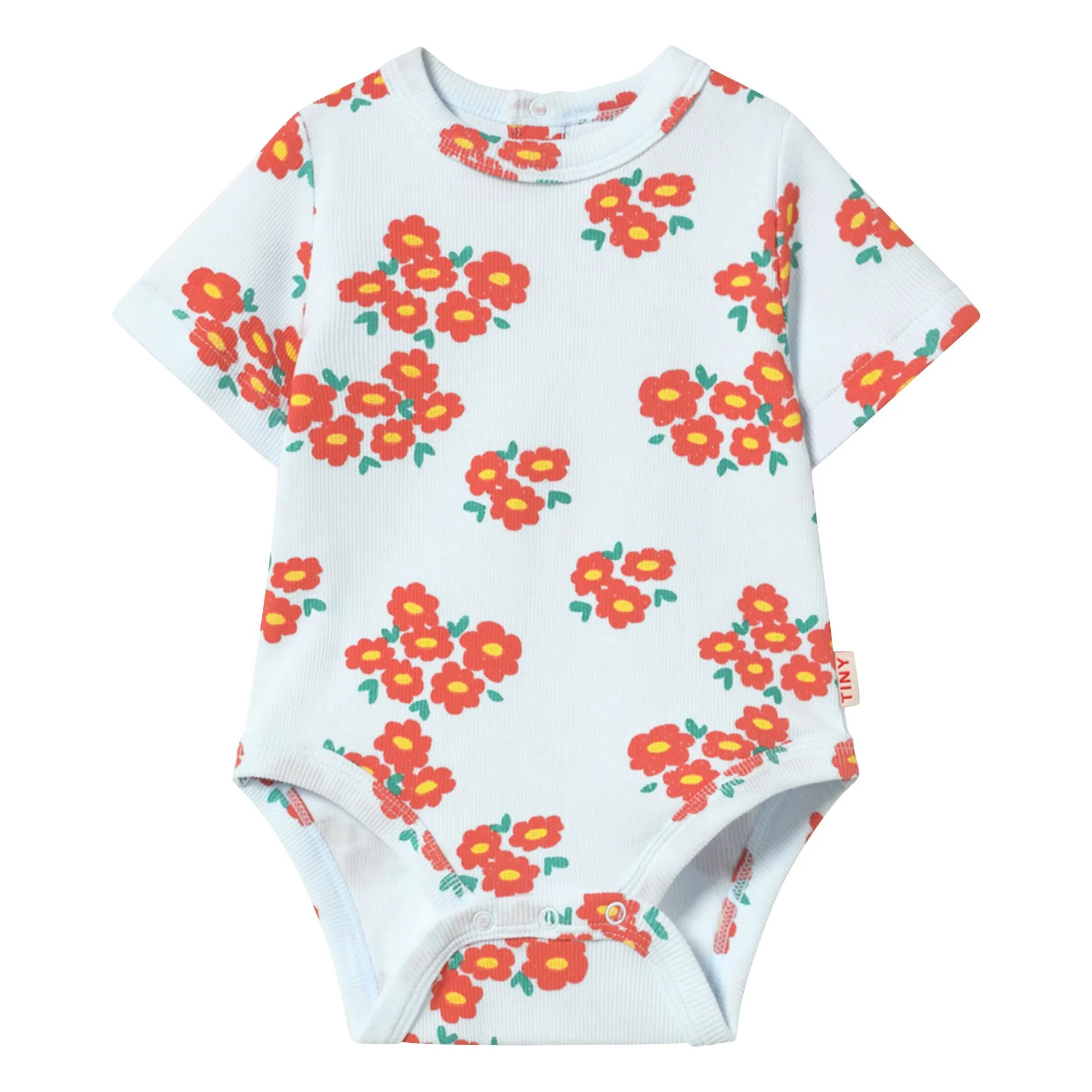 Tinycottons Pale Blue Organic Cotton Flowered Bodysuit