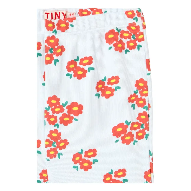 Pantalon Flare Côtelé Fleurs Coton Bio | Bleu pâle
