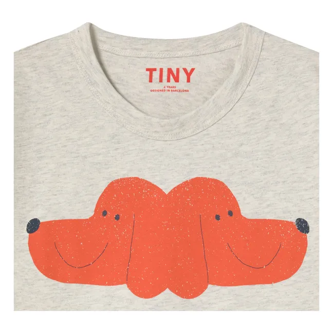 T-shirt Chiens Tiny & Tiny Coton Bio | Beige chiné