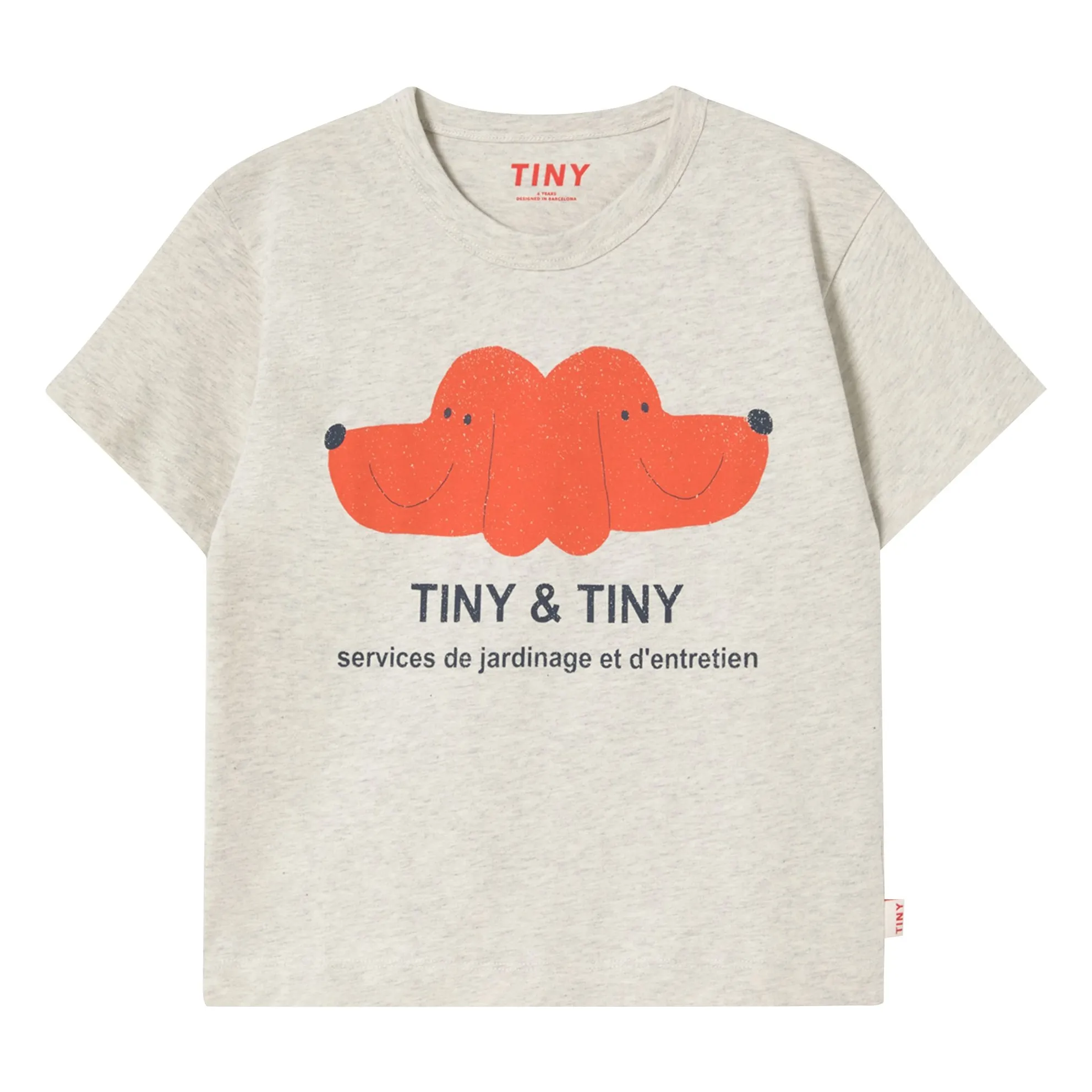 Tinycottons Heather Beige Tiny & Tiny Dogs Organic Cotton T-Shirt