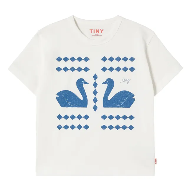 Camiseta de cisnes y rombos de algodón ecológico | Blanco
