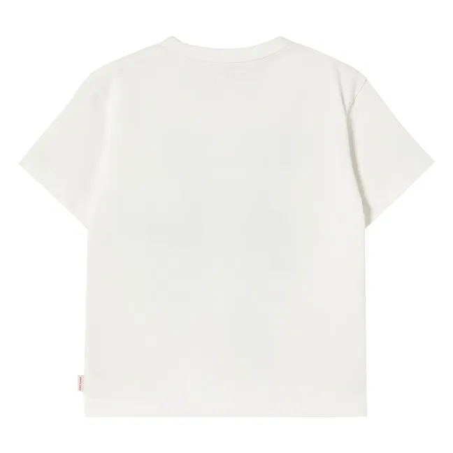 T-shirt in cotone biologico con cigni e rombi | Bianco