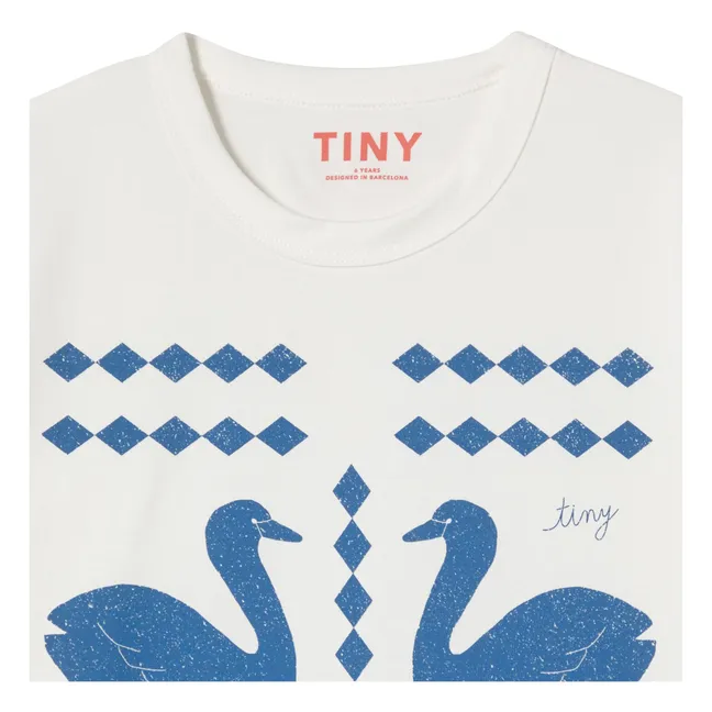 T-shirt in cotone biologico con cigni e rombi | Bianco