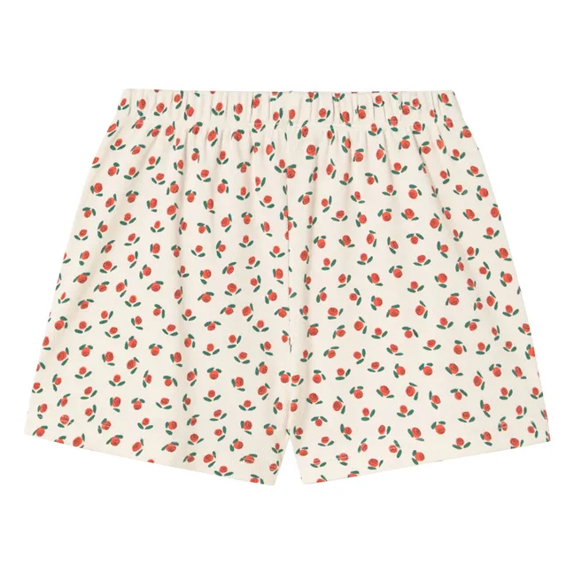 Short Côtelé Roses Coton Bio | Blanc