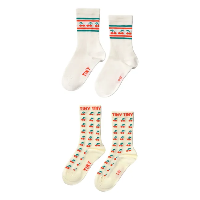 Lot de 2 Paires de Chaussettes Cerises | Jaune pâle