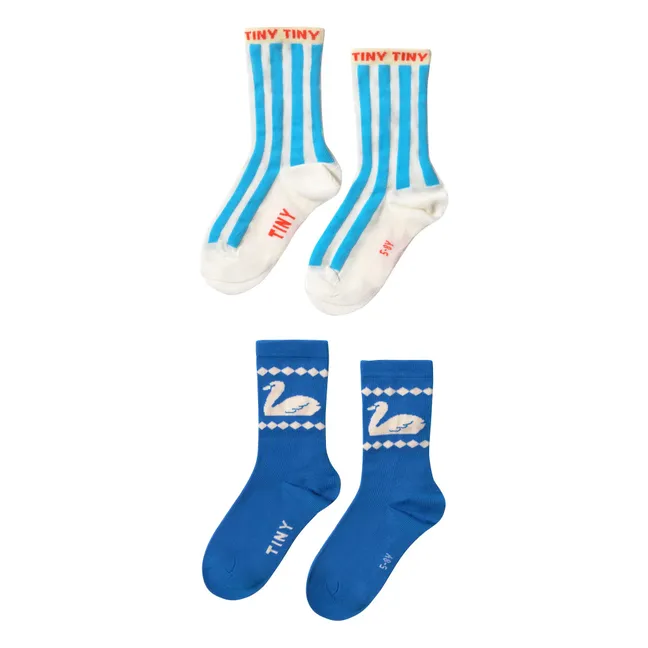 Set of 2 Pairs of Swan Socks | Blue