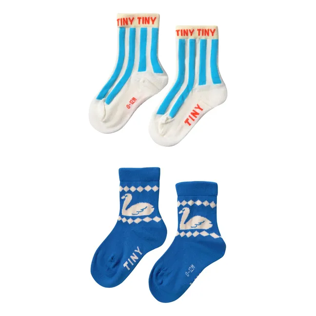 Set of 2 Pairs of Swan Socks | Blue