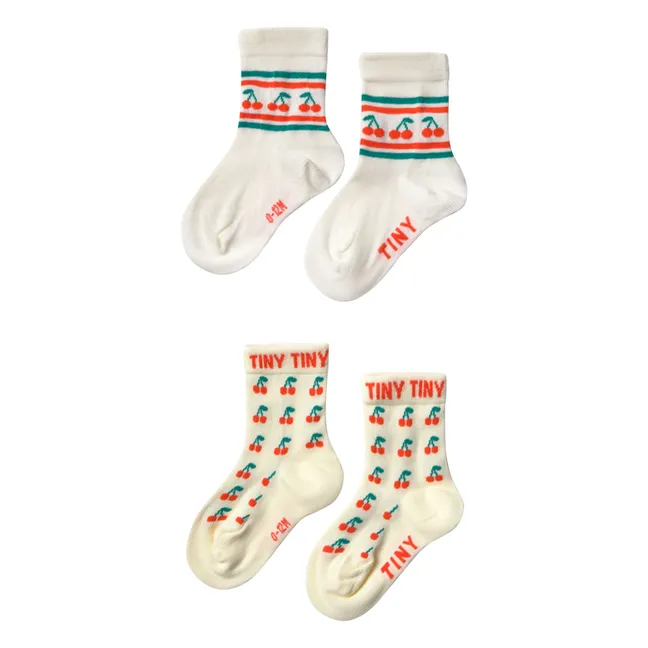 Lot de 2 Paires de Chaussettes Cerises | Jaune pâle