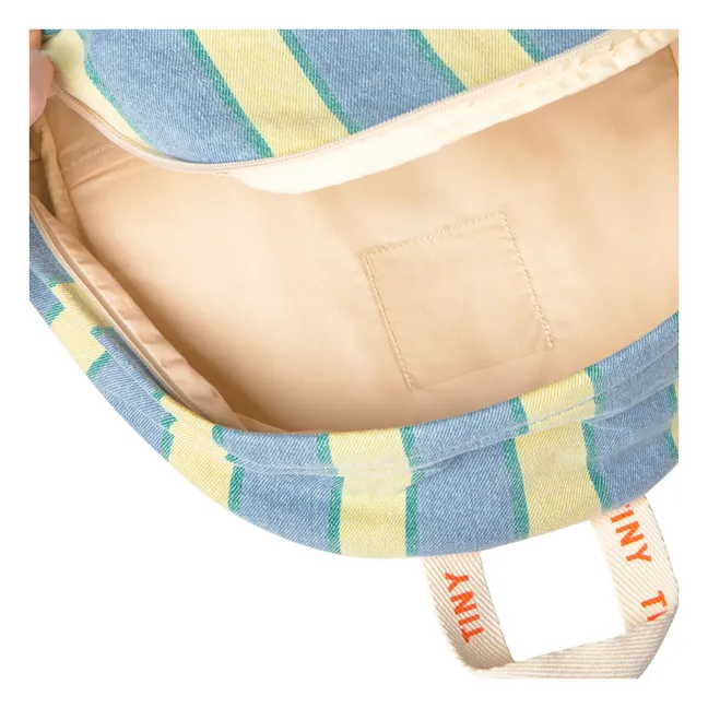 Striped Denim Backpack | Blue