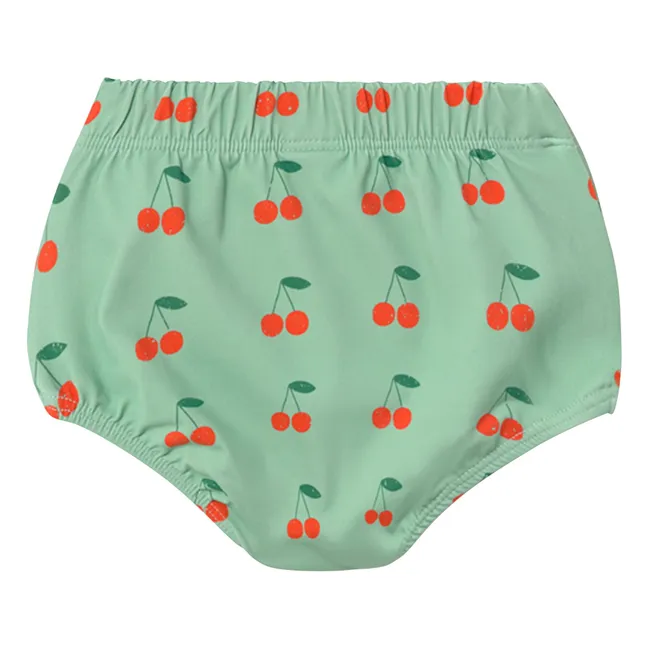 Slip de Bain Cerises | Vert d'eau