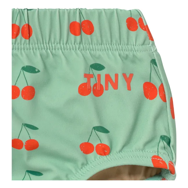 Slip de Bain Cerises | Vert d'eau