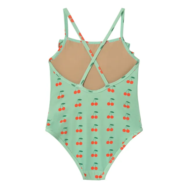 Maillot de Bain Volants Cerises | Vert d'eau