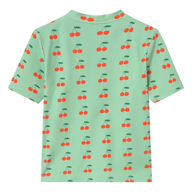 T-shirt de Bain Anti-UV Cerises | Vert d'eau