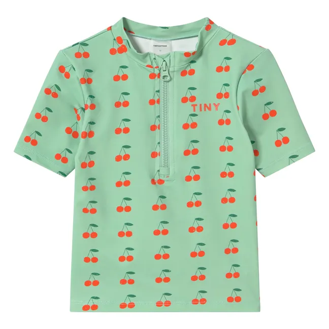 T-shirt de Bain Anti-UV Cerises | Vert d'eau