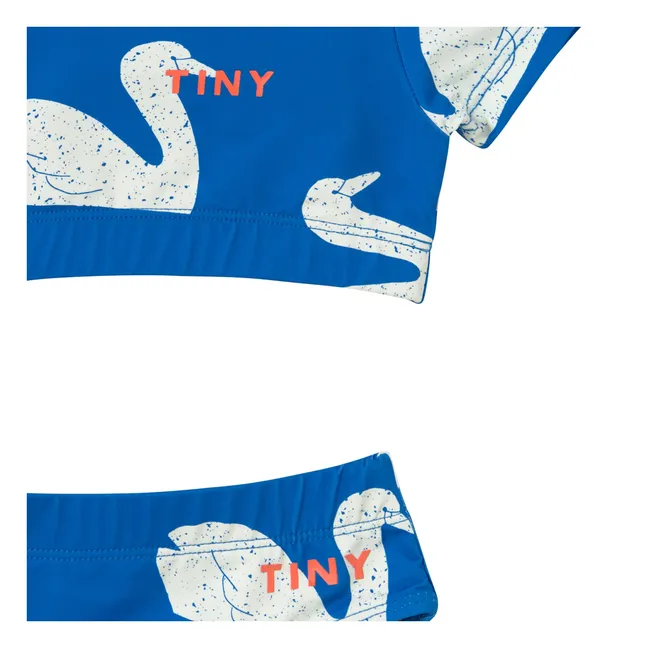 Maillot de Bain Manches Courtes Cygnes | Bleu