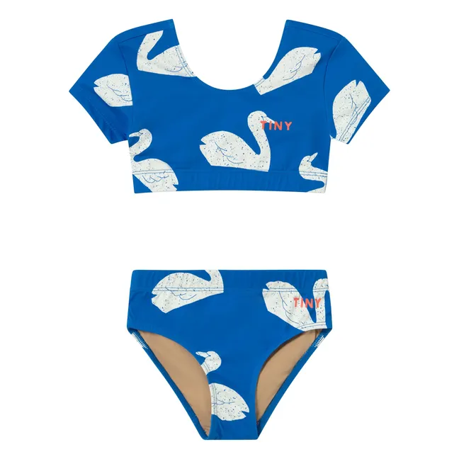 Maillot de Bain Manches Courtes Cygnes | Bleu