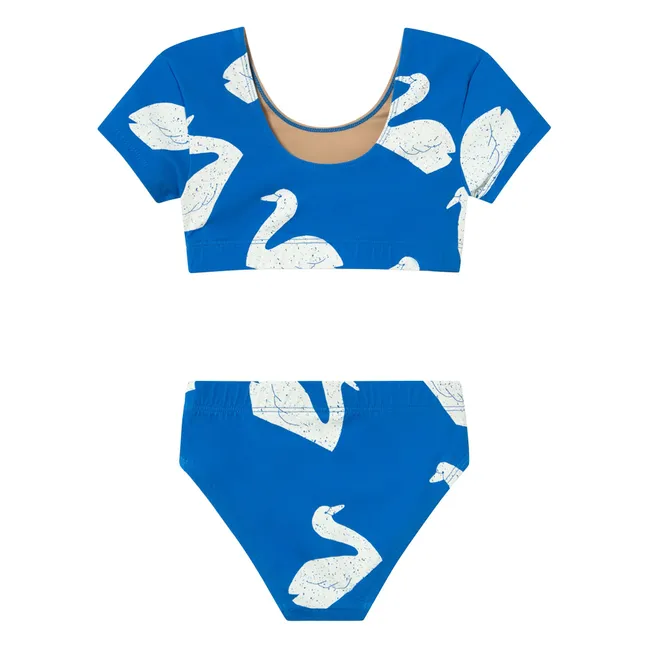 Maillot de Bain Manches Courtes Cygnes | Bleu