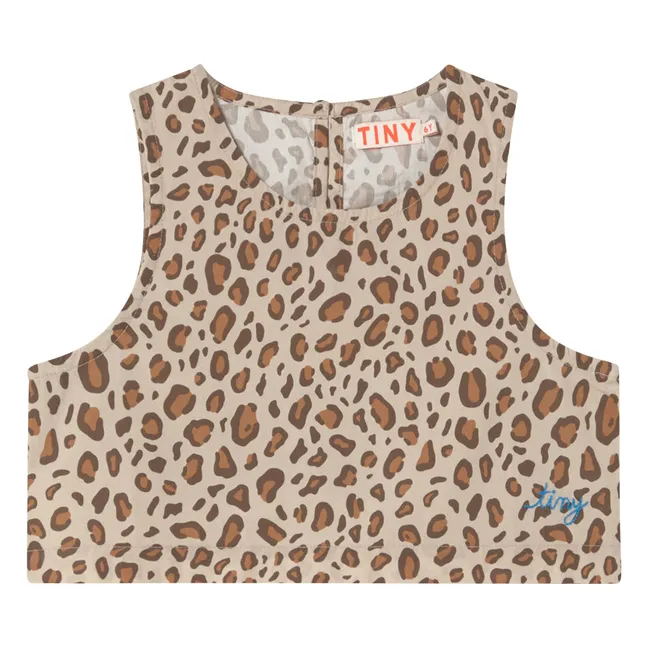 Top in popeline leopardato | Marrone