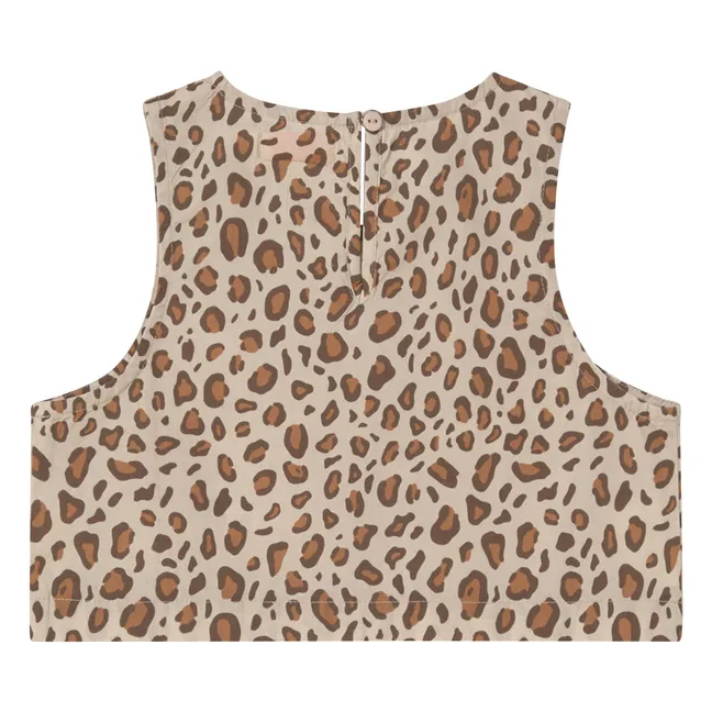 Top in popeline leopardato | Marrone