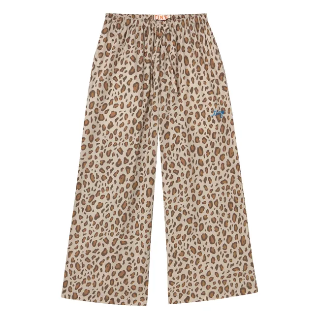 Pantalones de popelín con leopardo | Marrón