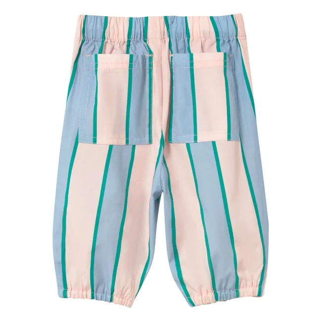 Pantalon Rayé Popeline | Rose pâle