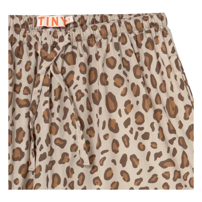 Pantalones de popelín con leopardo | Marrón