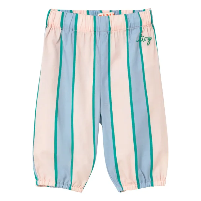 Pantalon Rayé Popeline | Rose pâle