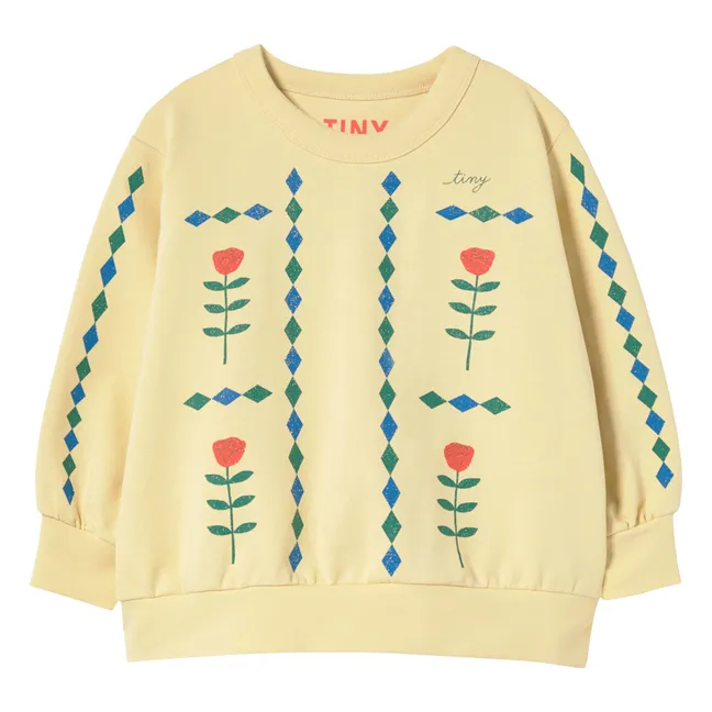 Sweat Tiny Fleurs Coton Bio | Jaune pâle