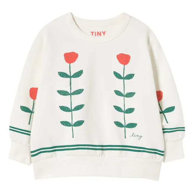 Sweatshirt Blumen Bio-Baumwolle | Weiß